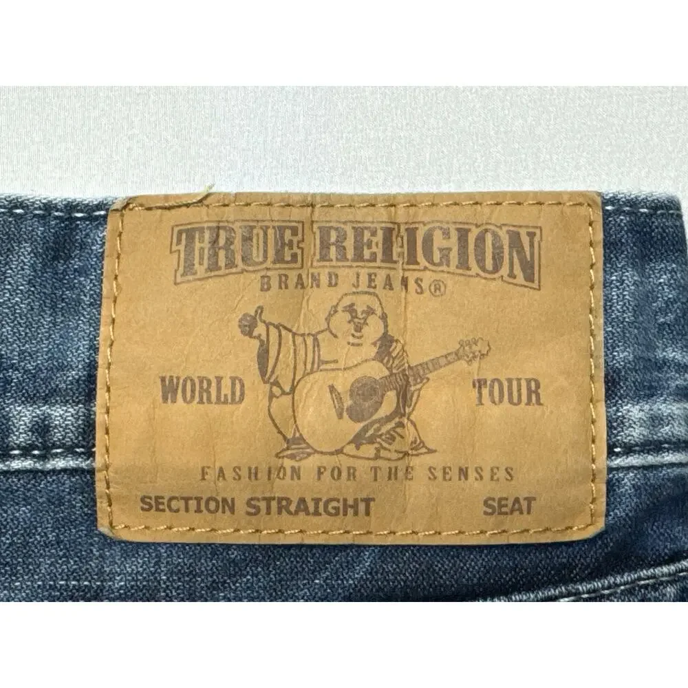 True Religion Men's Straight Natural Blue Jeans - Size 36 (36x33)